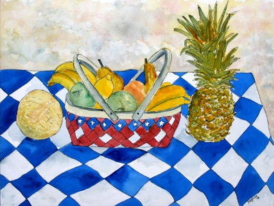 large still life fruit basket painting 5